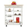 Free shipping Moveable Kitchen Cart with Two Drawers & Two Wine Racks & Three Baskets White  YJ