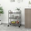 3-Tier Kitchen Trolley Gray 18.1"x10.2"x25.2" Iron