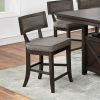 Kitchen Dining Room Chairs Solid wood & Veneer 2pcs High Chair Set Cushion Curved Seat back Rustic Espresso Counter Height Chairs