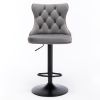 Modern Upholstered Bar Stools with Backs Comfortable Tufted for Home Pub and Kitchen Island(Gray; Set of 2)