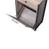 [FCH] Kitchen Trash Can Cabinet, 1 Door 1 Drawer 1 Dirty Clothes Bags Garbage Storage Cabinet, Gray Wood