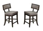 Kitchen Dining Room Chairs Solid wood & Veneer 2pcs High Chair Set Cushion Curved Seat back Rustic Espresso Counter Height Chairs