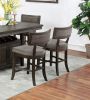 Kitchen Dining Room Chairs Solid wood & Veneer 2pcs High Chair Set Cushion Curved Seat back Rustic Espresso Counter Height Chairs