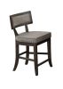 Kitchen Dining Room Chairs Solid wood & Veneer 2pcs High Chair Set Cushion Curved Seat back Rustic Espresso Counter Height Chairs