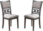 Dining Room Furniture Grey Finish Set of 2 Side Chairs Cushion Seats Unique Back Kitchen Breakfast Chairs