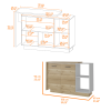 Granby 2 Piece Kitchen Set, Kitchen Island + Upper Wall Cabinet Kitchen Set, White /Light Oak