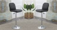 Adjustable Bar stool Chair Black Faux Leather Clean Lines Seat Chrome Base Modern Set of 2 Chairs / Bar Stool Dining Kitchen