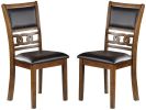 Dining Room Furniture Walnut Finish Set of 2 Side Chairs Cushion Seats Unique Back Kitchen Breakfast Chairs