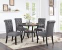 Charcoal Fabric Set of 2 Dining Chairs Contemporary Plush Cushion Side Chairs Nailheads Trim Tufted Back Chair Kitchen Dining Room