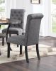 Charcoal Fabric Set of 2 Dining Chairs Contemporary Plush Cushion Side Chairs Nailheads Trim Tufted Back Chair Kitchen Dining Room