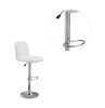 Adjustable Bar stool Chair White Faux Leather Clean Lines Seat Chrome Base Modern Set of 2 Chairs / Bar Stool Dining Kitchen