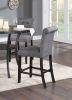 Charcoal Fabric Set of 2pc Counter Height Dining Chairs Contemporary Plush Cushion High Chairs Nailheads Trim Tufted Back Chair Kitchen Dining Room