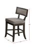 Kitchen Dining Room Chairs Solid wood & Veneer 2pcs High Chair Set Cushion Curved Seat back Rustic Espresso Counter Height Chairs