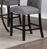 Charcoal Fabric Set of 2pc Counter Height Dining Chairs Contemporary Plush Cushion High Chairs Nailheads Trim Tufted Back Chair Kitchen Dining Room