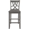 TOPMAX Farmhouse 2 Piece Padded Round Counter Height Kitchen Dining Chairs with Cross Back for Small Places, Gray