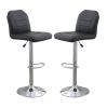 Adjustable Bar stool Chair Black Faux Leather Clean Lines Seat Chrome Base Modern Set of 2 Chairs / Bar Stool Dining Kitchen