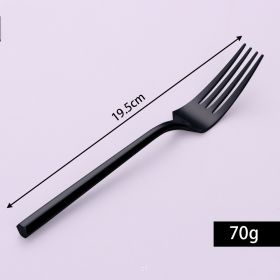 Stainless Steel Knife Fork And Spoon Set Hexagonal Forging (Option: Titanium Black Dinner Fork)