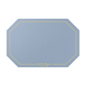 Octagonal Leather Placemat Waterproof Household Table Mat Heat Proof Mat Placemat (Option: Mist Blue)