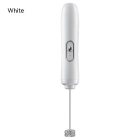 Household Small Electric Milk Frother Wireless Handheld Cream Egg Beater Semi-Automatic Coffee Mixer Milk Frother (Option: White-Battery Version Third Gear)