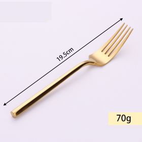 Stainless Steel Knife Fork And Spoon Set Hexagonal Forging (Option: Gold Dinner Fork)