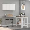 Caledon 2 Piece Kitchen Set, Kitchen Island + Upper Wall Cabinet , White /Walnut