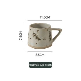 Retro Ceramic Fambe Ear-hanging Coffee Cup (Option: Feather-301 400ml)