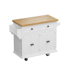 Kitchen Island Cart with Two Storage Cabinets and Two Locking Wheels,43.31 Inch Width,4 Door Cabinet and Two Drawers,Spice Rack, Towel Rack