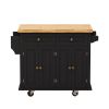 Kitchen Island Cart with Two Storage Cabinets and Two Locking Wheels,43.31 Inch Width,4 Door Cabinet and Two Drawers,Spice Rack, Towel Rack